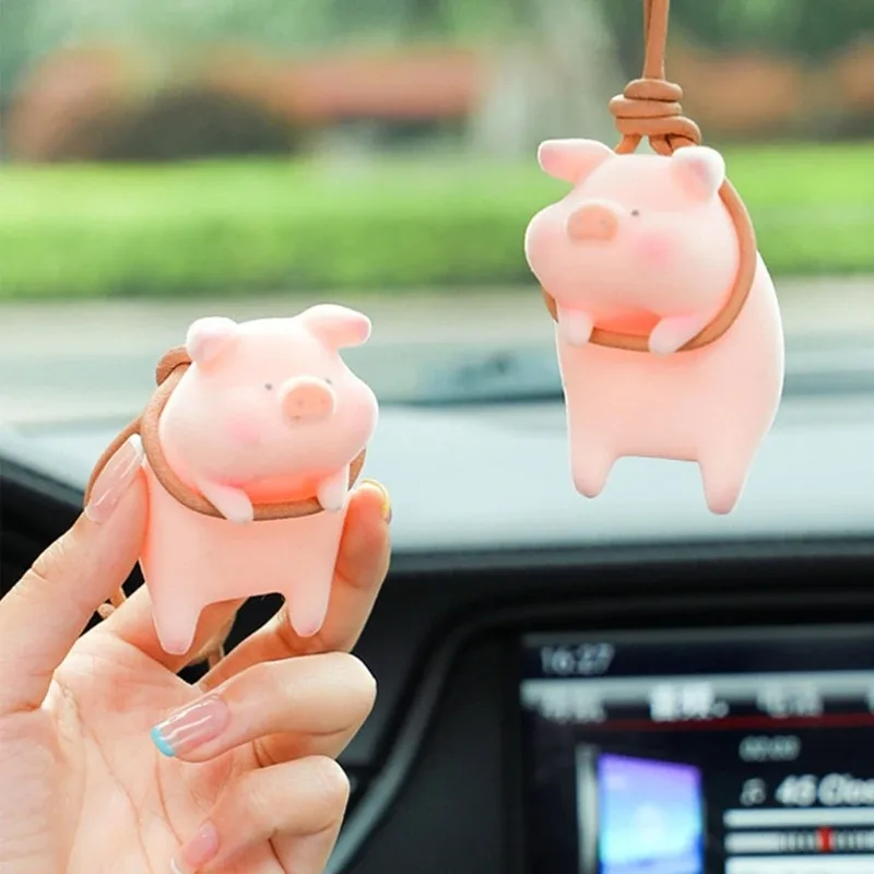 Cute Pig with Glasses Car Pendant Auto Rearview Mirror Pendants Swing Pig Coche Interior Decoraction Accessories Creative Gift