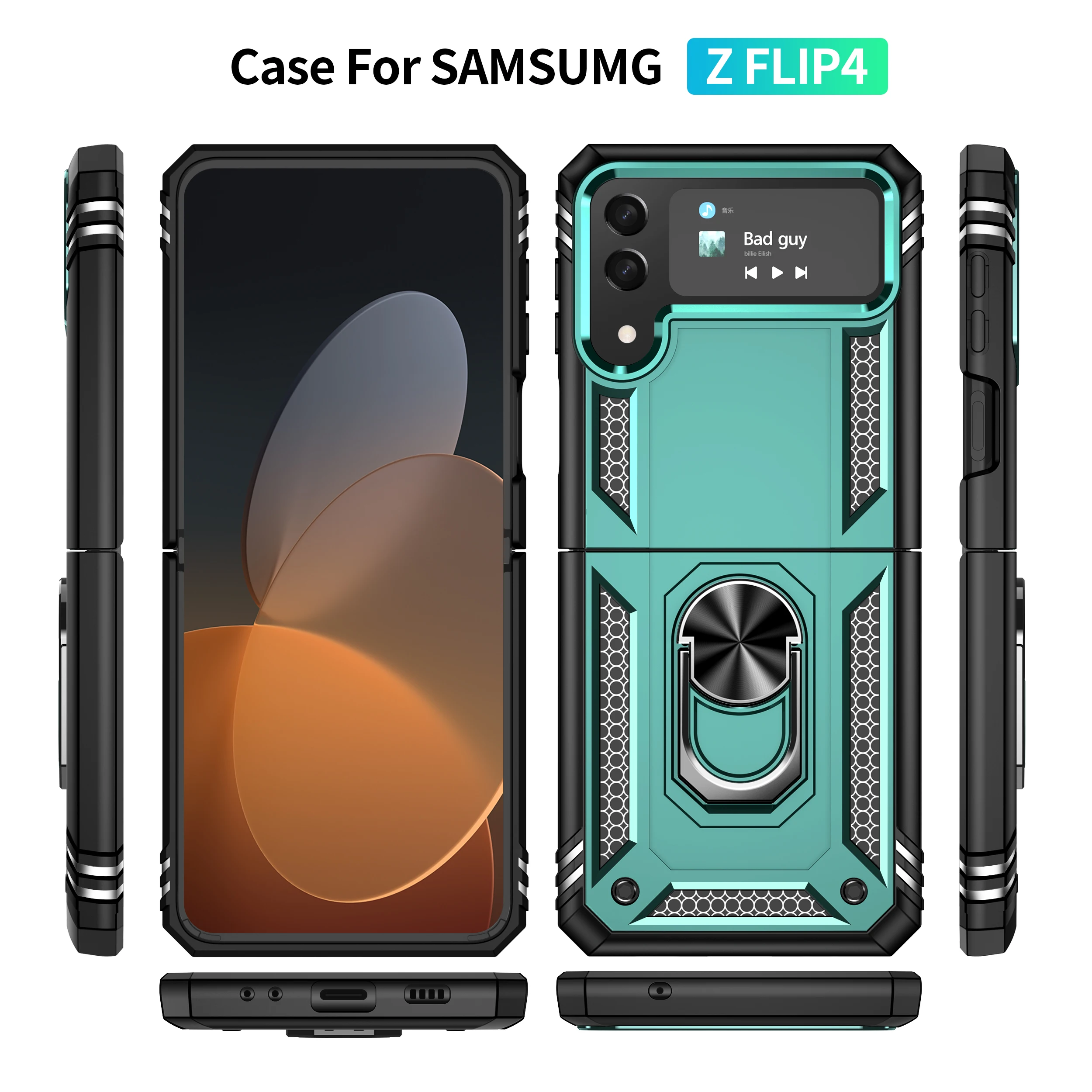 Custodia Magnetica Per Telefono Con Anello Per Auto Per Samsung Galaxy Z Flip4 Cover Per Galaxy Z Flip 4 Custodia Samsung Z Flip 4 Flip4 Funda Coque