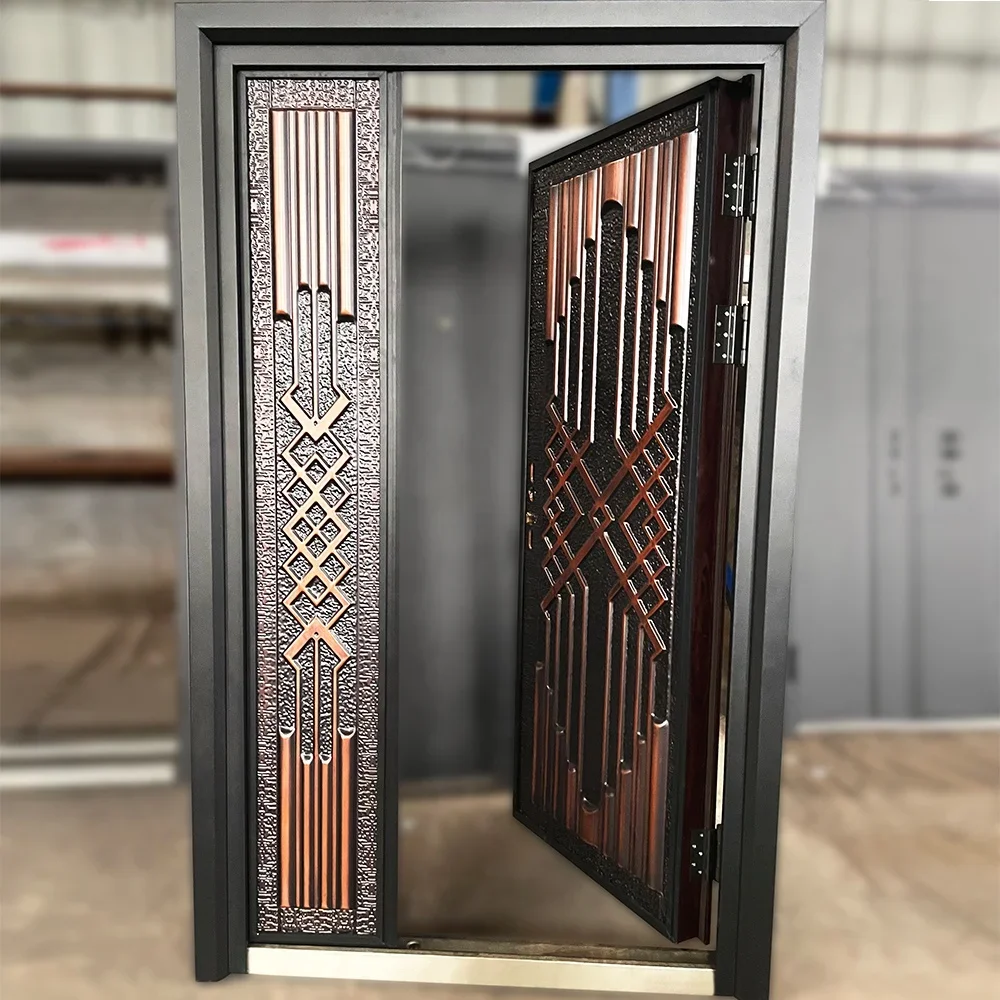 Front Door Residential Exterior Security Single Explosion Fireproof Cast Aluminum Steel Door 4