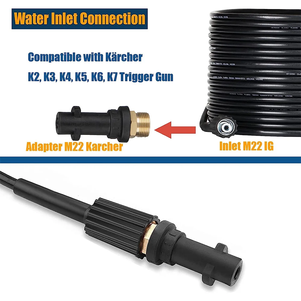 High Pressure Pipe Cleaning Hose Drain Cleaner Pipe for Karcher K2-K7/HD/HDS Universal Pipe Sewer Cleaning Set Rotating Nozzles 3