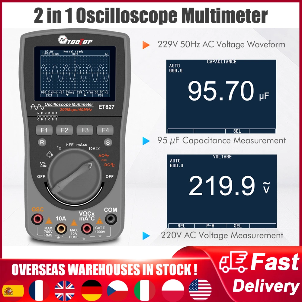 Oscilloscopes Multimeters Handheld Multimeter Oscilloscope Et827