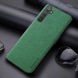 Elevate your style with the Elegant Cross Pattern Phone Case - A Sleek and Sophisticated Protective Cover. for Realme 6i (Dark Green)