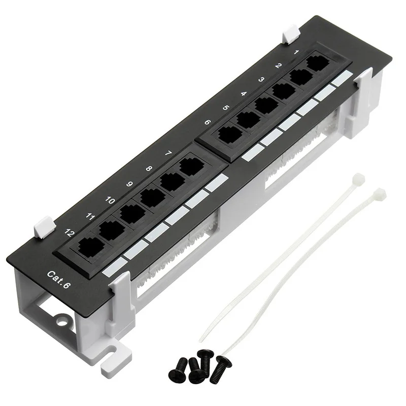 Rack de Parede com Suporte de Parede Superfície Kit de Ferramentas de Rede Cat6 Patch Panel Rede Rj45 12 Portas