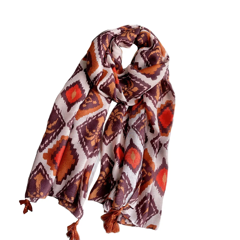 

2022 Новый хлопковый шарф с кисточками и принтом деревьев, шали, длинный пляжный шарф, хиджаб, шарфы, Бесплатная доставка