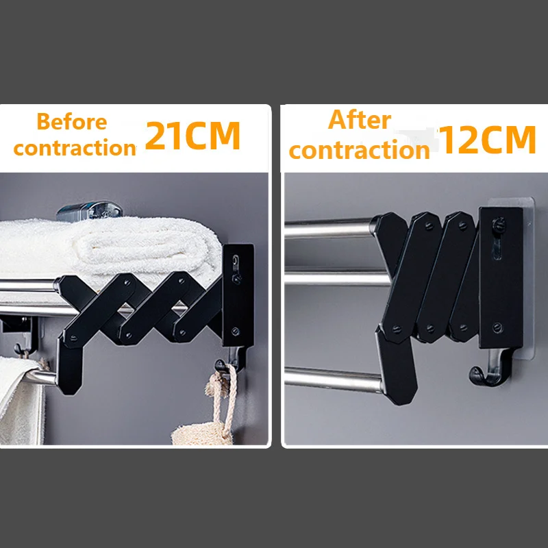 Bathroom Towel Bars Scalable Towel Storage Rack Multifunctional Hotel Bathroom Storage Rack Bath Holder Retractable Rod
