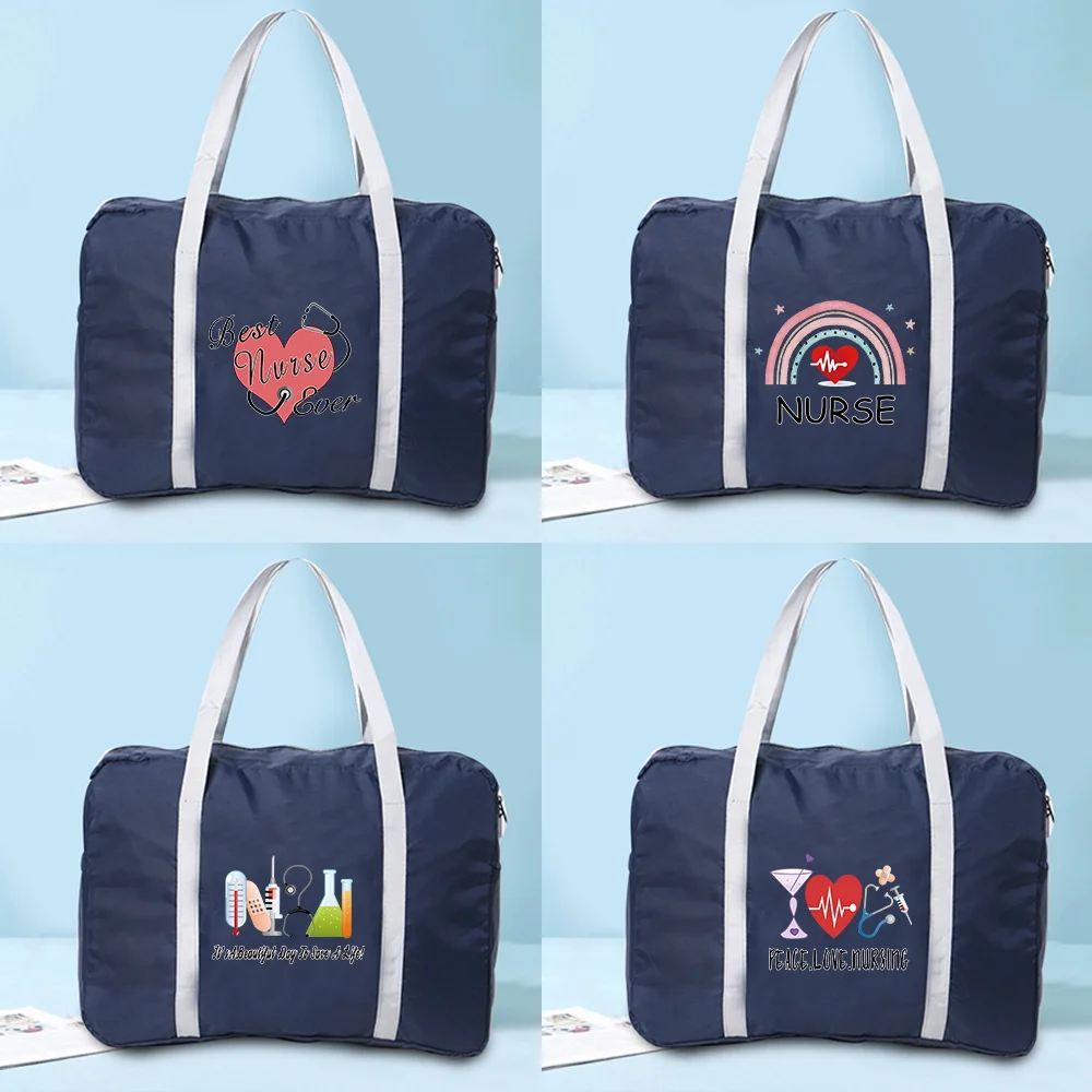 New Nylon Foldable Travel Bags Unisex Clothes Organizers Large Capacity Duffle Bag Nurse Printed Women Handbags Men Travel Bag