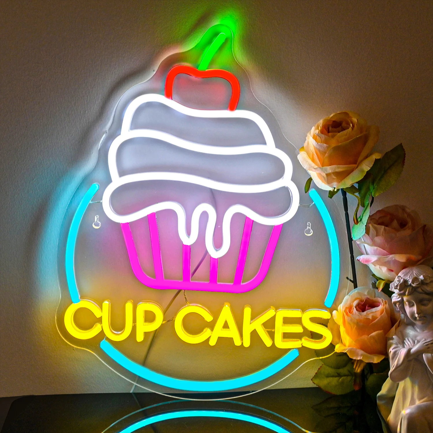 Cake neon sign for dessert shop Dining room bar party Cake neon light wall decoration ART Happy birthday gift led neon lamps