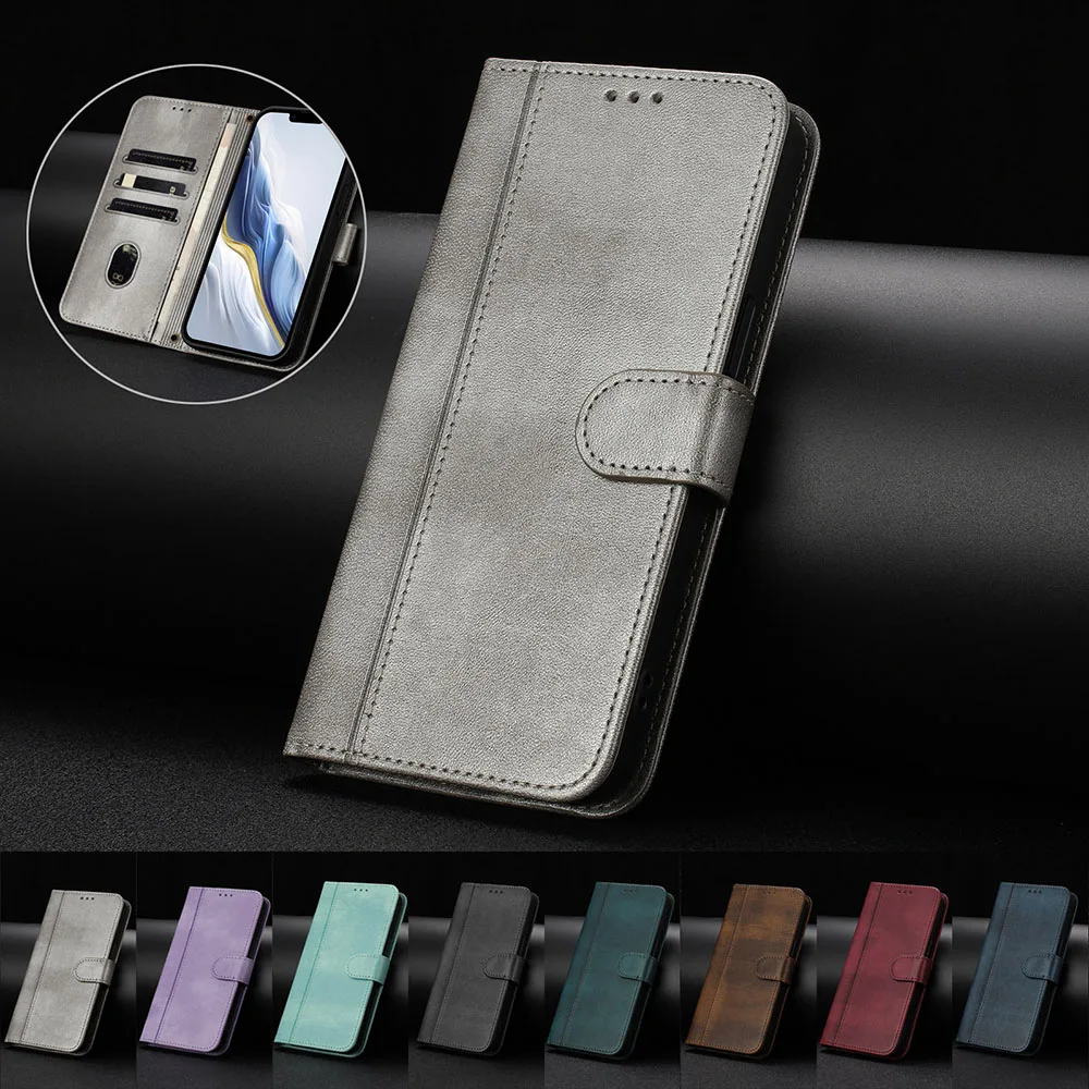 Vintage Leather Wallet Case - Smart Flip Phone Back Cover