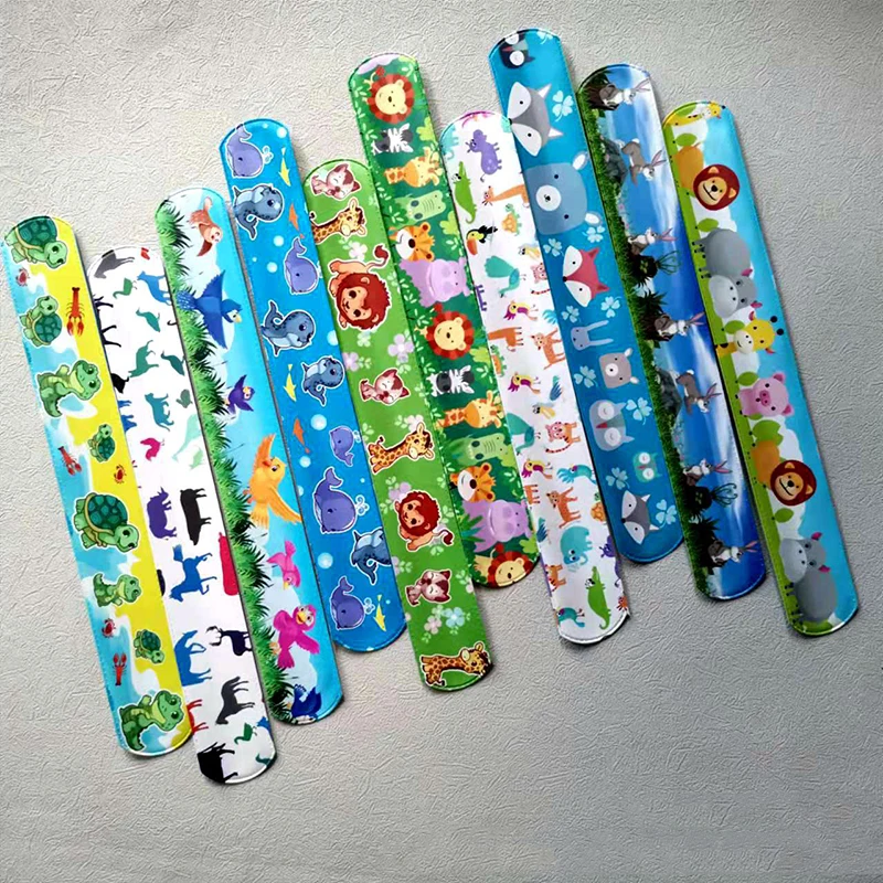 Cartoon Animals Slap Bracelets Ocean Sea Turtle Sealbirthday Party Kids Jungle Lion Giraffe