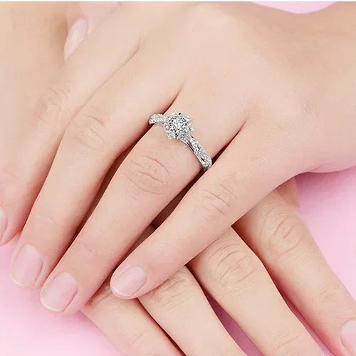Wedding Rings Women Jewelry Round Flower Crystal Accessories