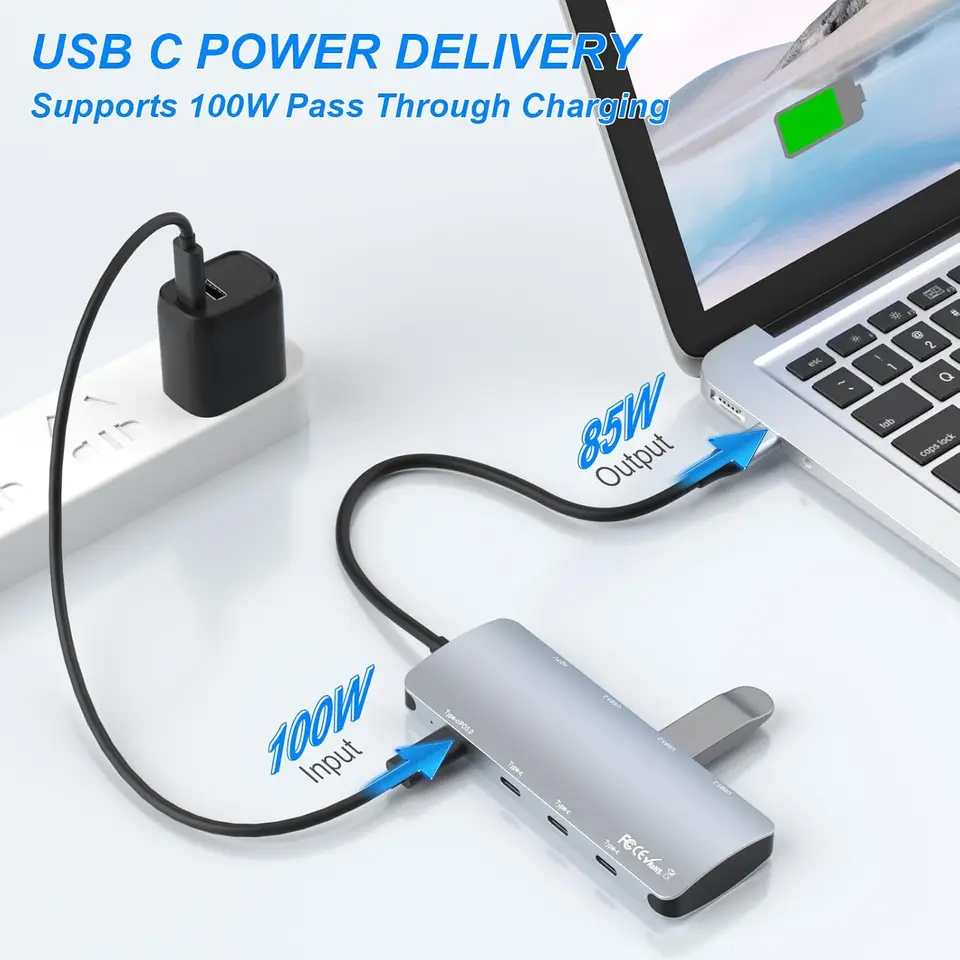 Hub USB C 10 In 1 Yeolibo: Adattatore Multiporta Con HDMI 4K, Ethernet Gigabit, PD 100W E Lettore SD - Per MacBook Pro E Chromebook