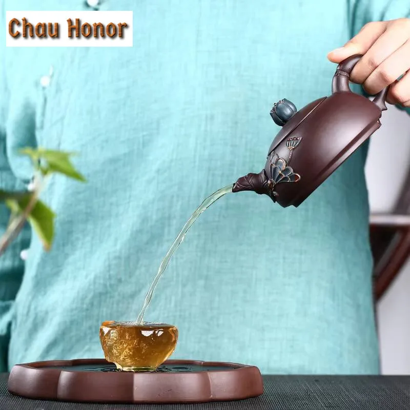 320ml Authentic Chinese Yixing Raw Ore Purple Clay Tea Pots Master Handmade Kung Fu Tea Set Tea Ceremony Accessories Gifts