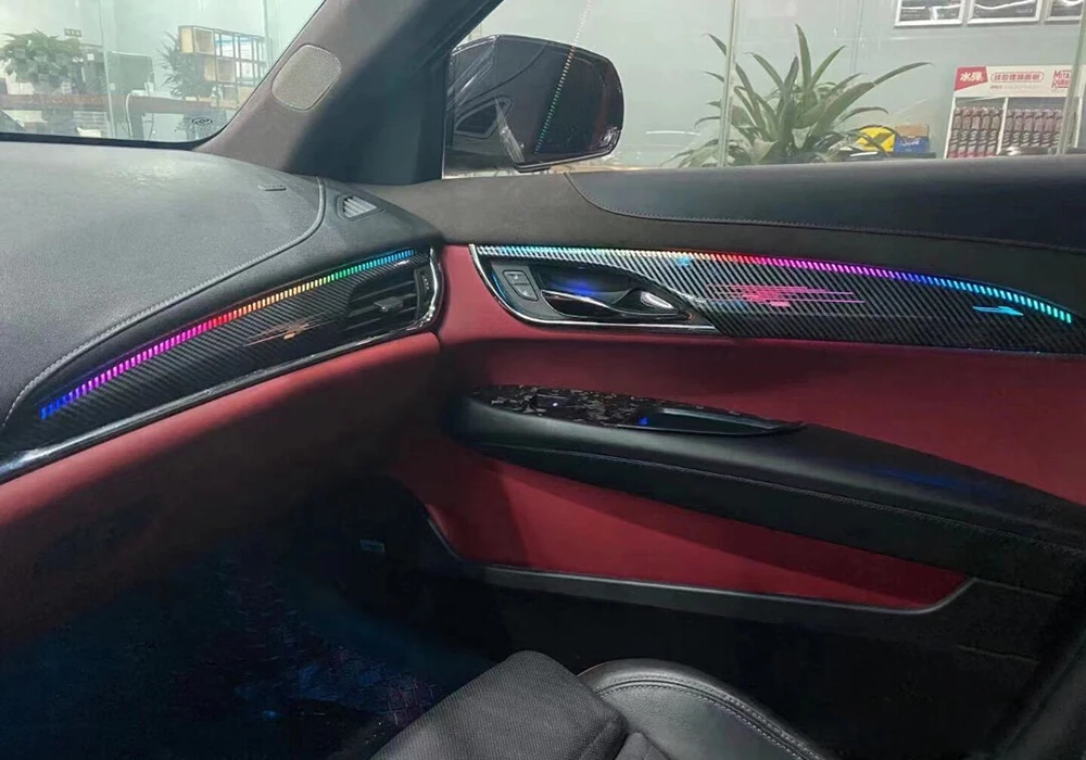 

Car Carbon Fiber Door Panel Ambient Light For Cadillac ATS Neon Lighting LED Atmosphere Lamp Interior Lights Steering Control