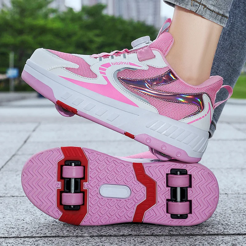 

Unisex Deform Roller Shoes Skating Shoes Double-Row Roller Men's Casual Sneakers Fashion Outdoor Sports Shoes Girls Boys