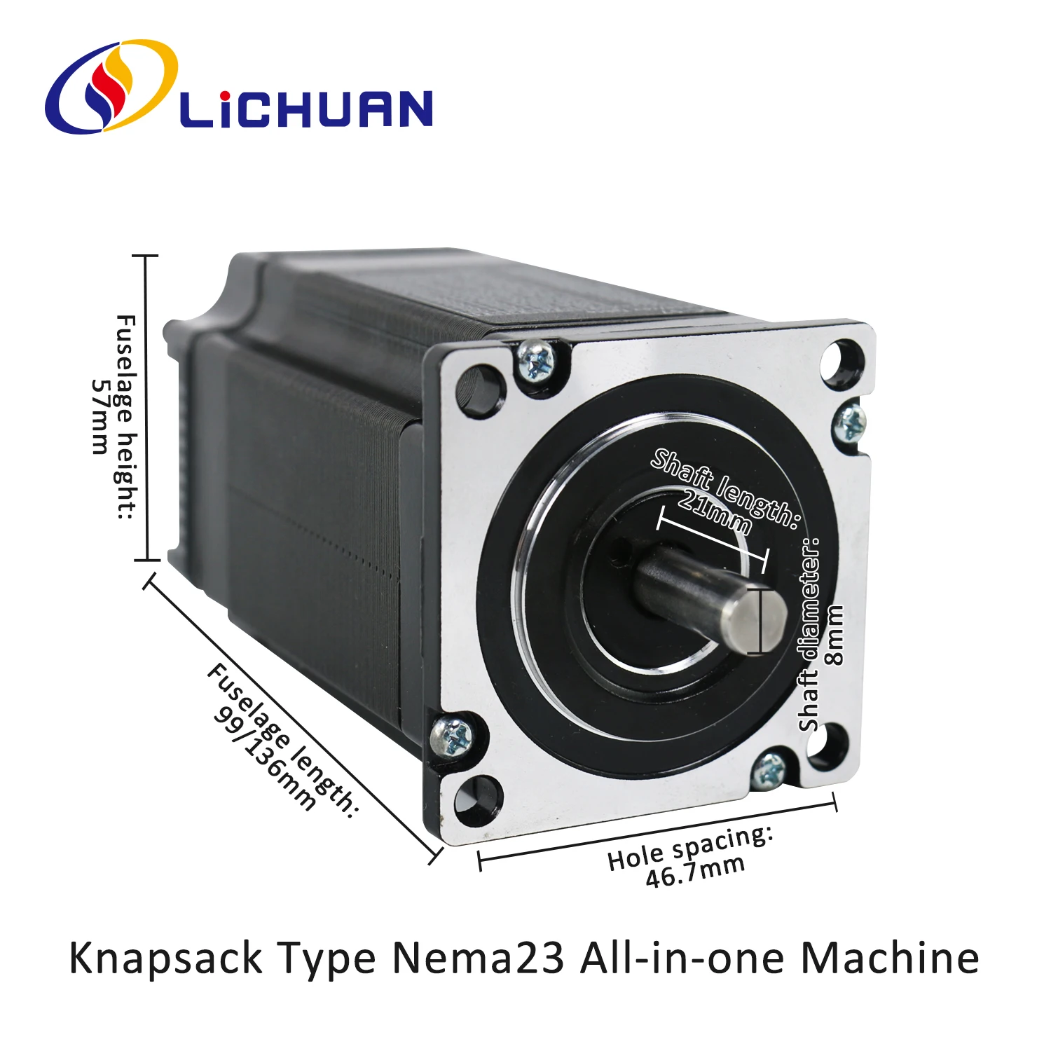 Lichuan 36V 3A/4A 1000PPR 2/3N.m Integrated StepperMotor 2Phase Nema23 ClosedLoop Integrated Stepper Motor Driver for New Energy