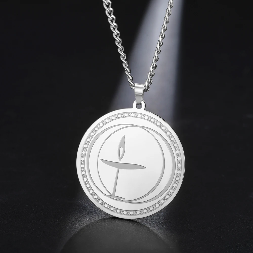 Dawapara Unitarian Universalist Kelch Halskette für Männer Frauen Flammensymbol Talisman Anhänger Edelstahl Schmuck – Detail 12