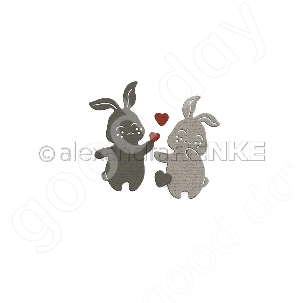 

2022 Easter,Two rabbits with hearts set,metal Cutting Dies Scrapbooking Diy Decoration Craft Embossing