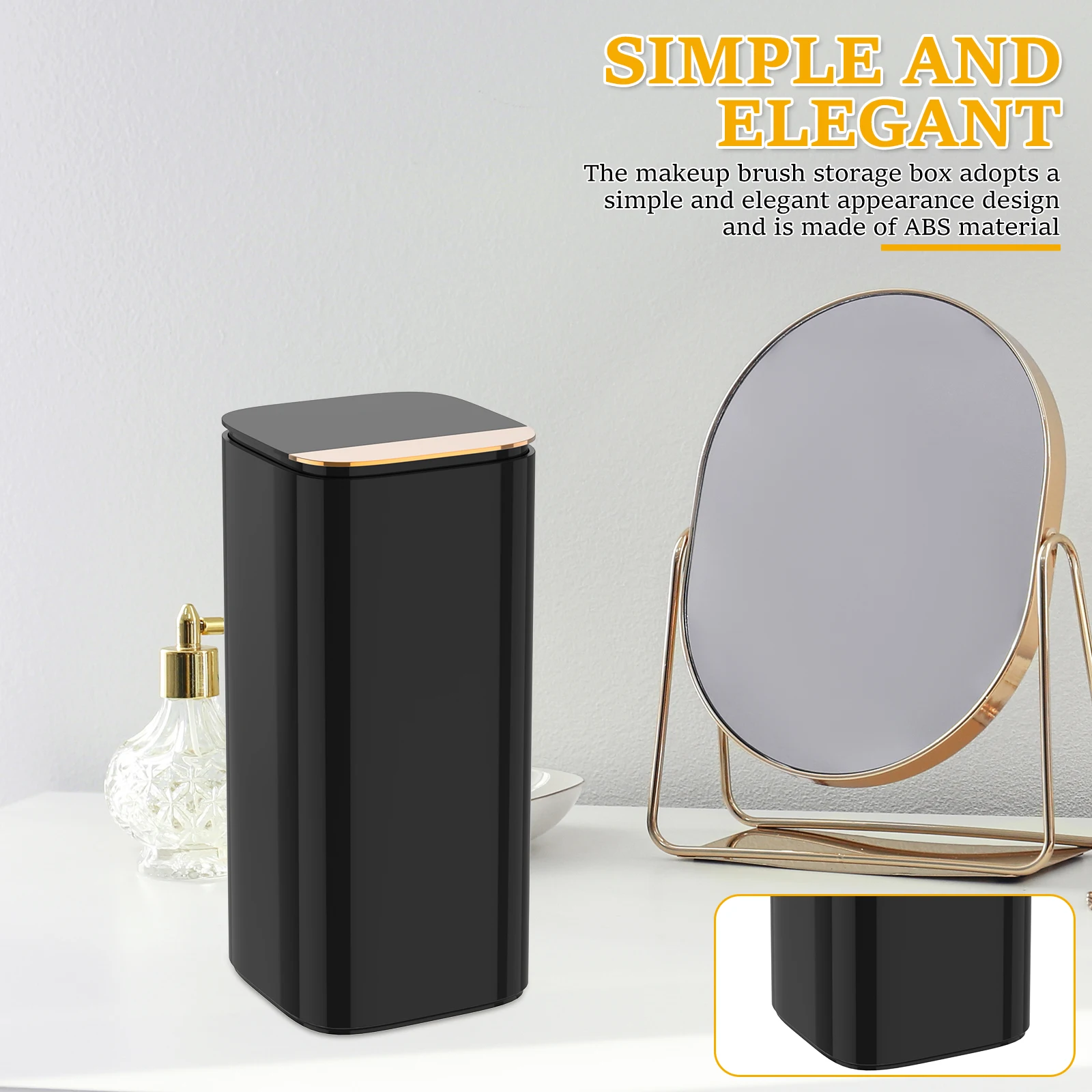 Automatic Lifting Makeup Brush Holder 4 Slots Plastic Dust Proof Cosmetic Brush Organizer with Lid for Vanity Desktop Bathroom 5