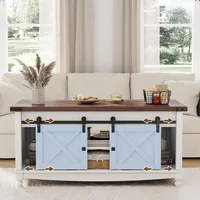 Lift Top Coffee Table 48" with Storage Sliding Barn Door & Large Hidden Compartment, Coffee Table with Wooden Lift Tabletop 2
