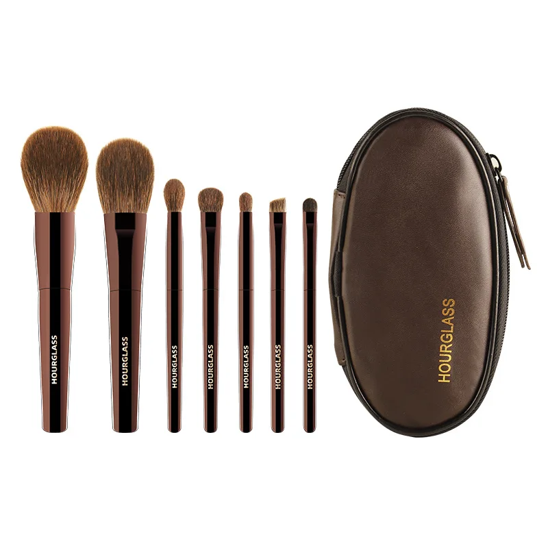 

7pcs/set Hourglass Red Fox hair Travel Size Makeup brushes Powder Eyeshadow domed crease Make up brush cosmetic tools with bag