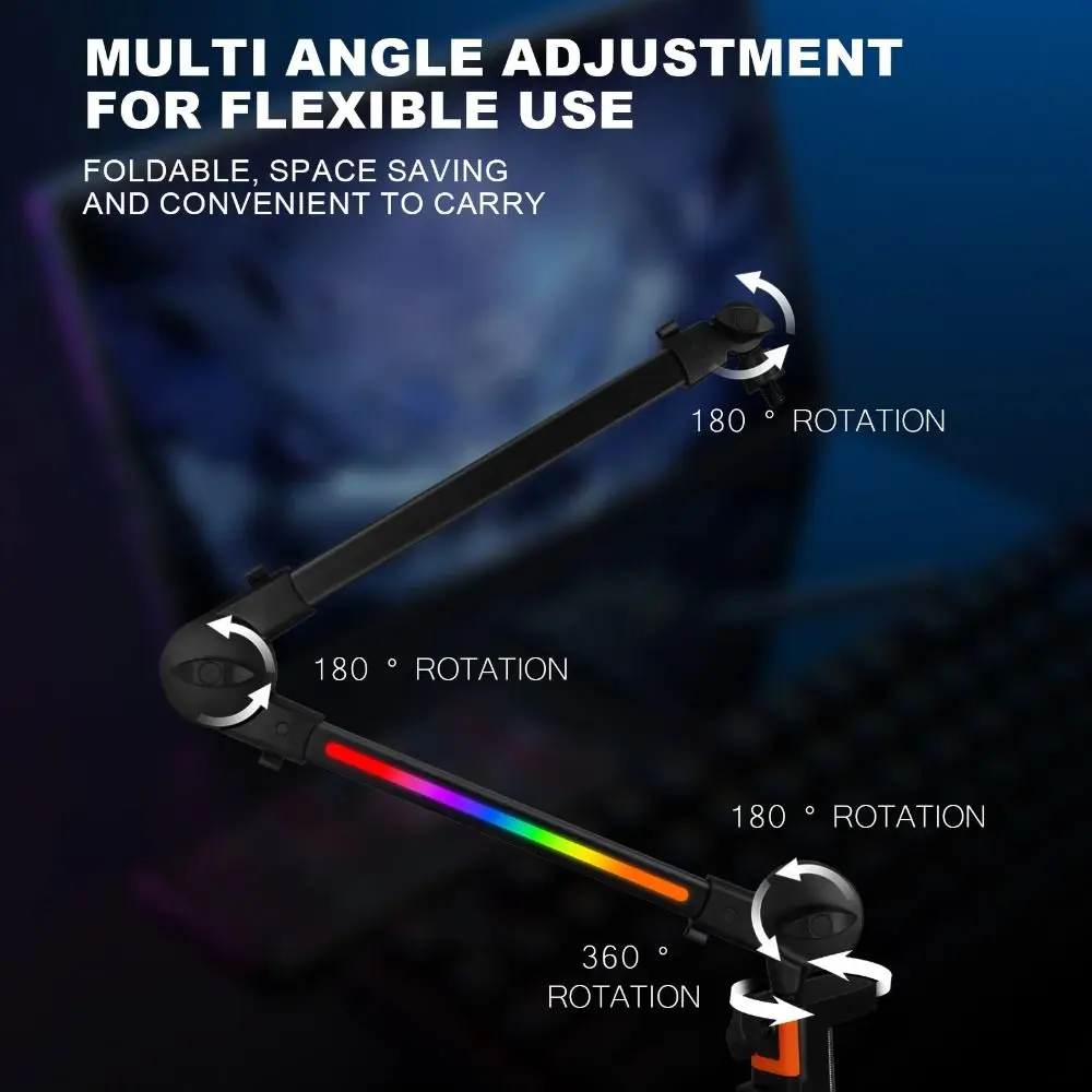 프로페셔널 그레이드 360 °   회전 마이크 붐 암 범용 견고한 데스크탑 스탠드 조절 가능한 암 마이크 데스크 마운트 팟캐스팅