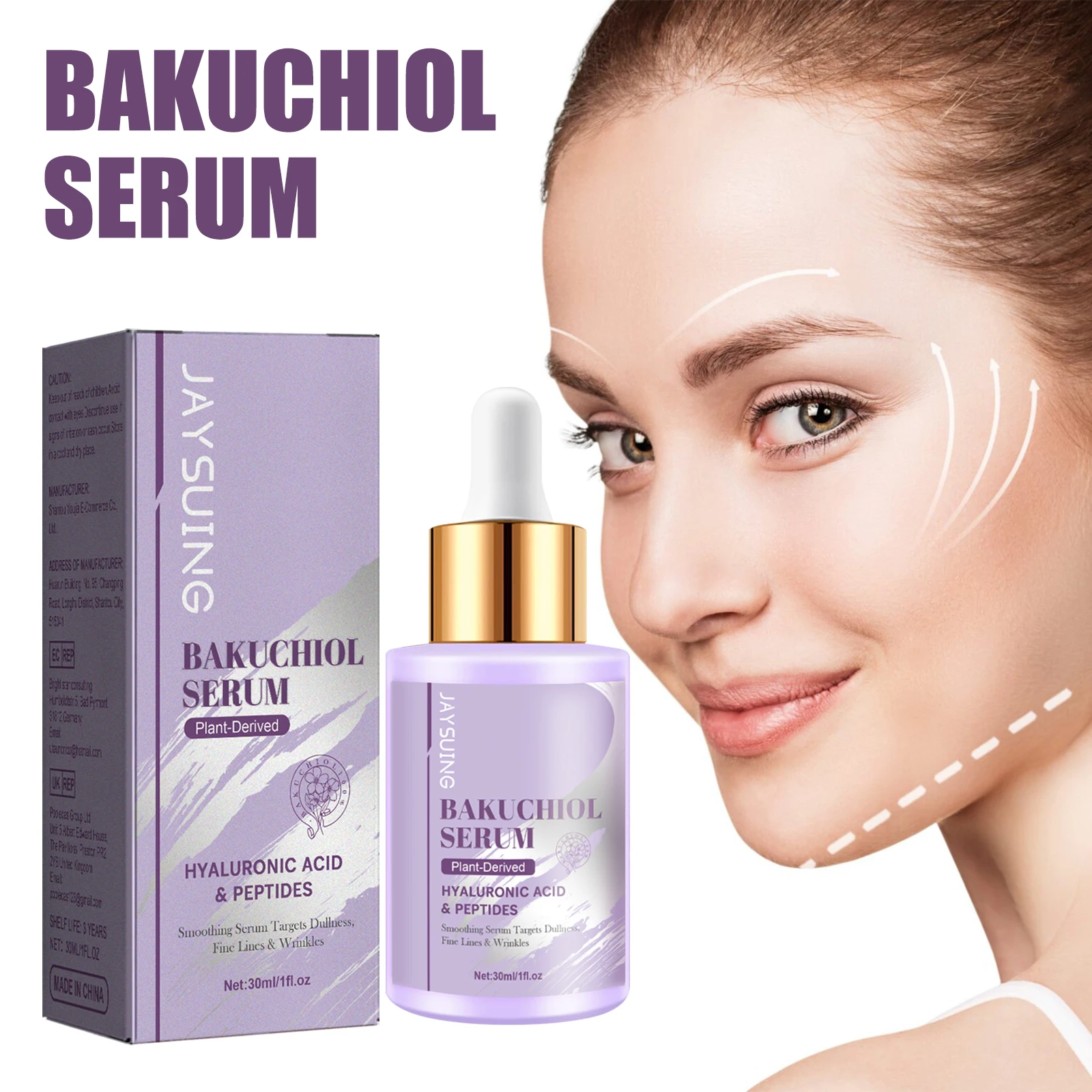 Bakuchiol Facial Rejuvenation Serum Anti Wrinkle Fade Fine Lines Firming Skin Elasticity Improve Radiance Face Hydrating Essence 3