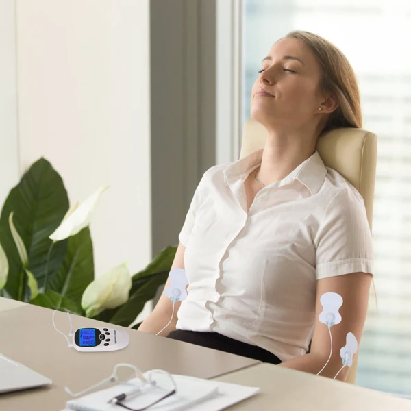 电动肌肉刺激器 双通道脉冲按摩器 止痛治疗设备（带电极片和导线）-19