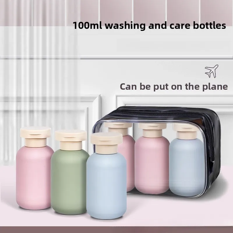 100ml PE Travel ขวดชุด Leak-Proof Flip TOP โลชั่นสําหรับแชมพูอาบน้ําแบบพกพาคอนเทนเนอร์รีฟิลสําหรับอุปกรณ์อาบน้ํา 1