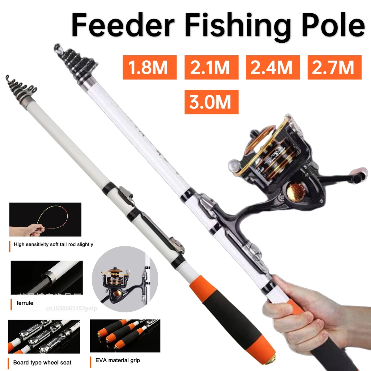 2.1M 2.4M 2.7M 3.0M Feeder Fishing Pole Casting Spinning Fishing