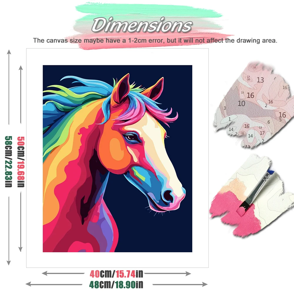 HUACAN Diy Painting By Number Kits Colorful Horse Oil Painting Animal Art  Canvas Craft Kit Handpaint - AliExpress