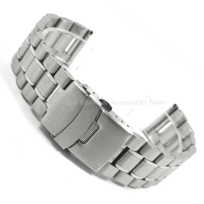 Stainless Steel Curved End Luxury Watch Bracelet with Folding Buckle
