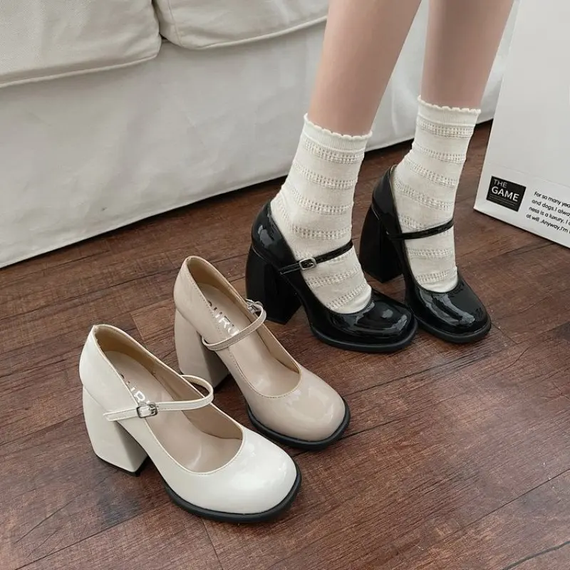 

Женские босоножки на высоком каблуке, из ПУ кожи, с квадратным носком