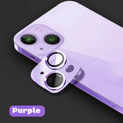 Metal Armor Tempered Glass Camera Lens Protector for iPhone 15 Pro Max (Light Purple)