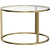 Small Glass Coffee Table Round Gold Coffee Table for Small Space Modern Simple Center Table with Gold Frame for Living Room 5