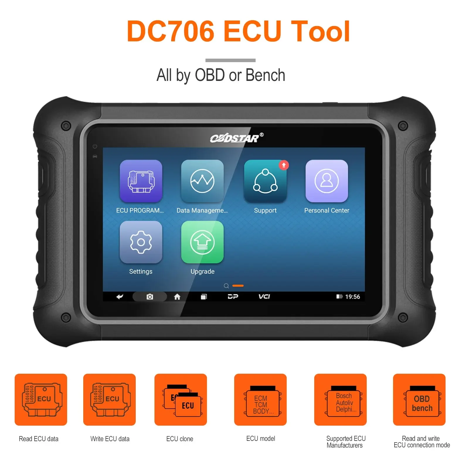 OBDSTAR DC706 ECU Tool Full Version for ECM /TCM/ BODY/Clone by OBD or BENCH for Car and Motorcycle Plus P003 Free Shipping