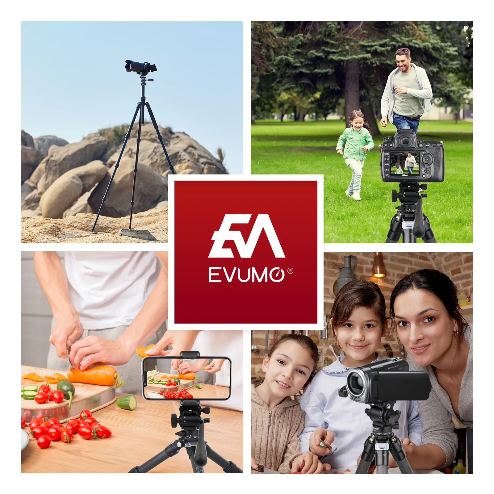 EVUMO V1S Mini Video Tripod Head Carbon Fiber Handle Adjustable Lightweight Portable