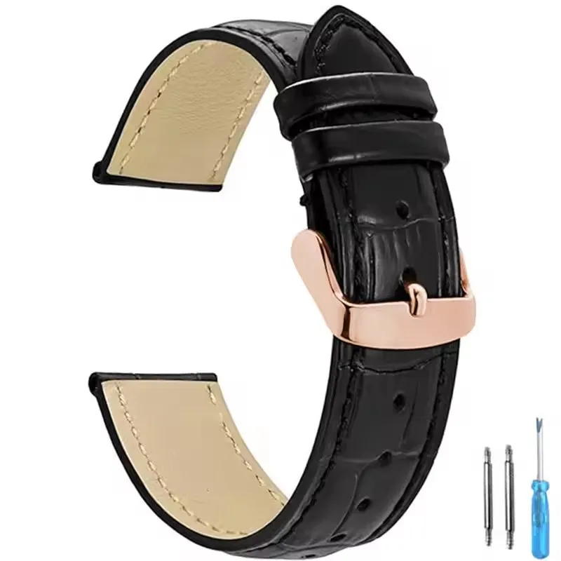 Premium Universal Leather Watch Strap for Men and Women - Elegant Replacement Watchband