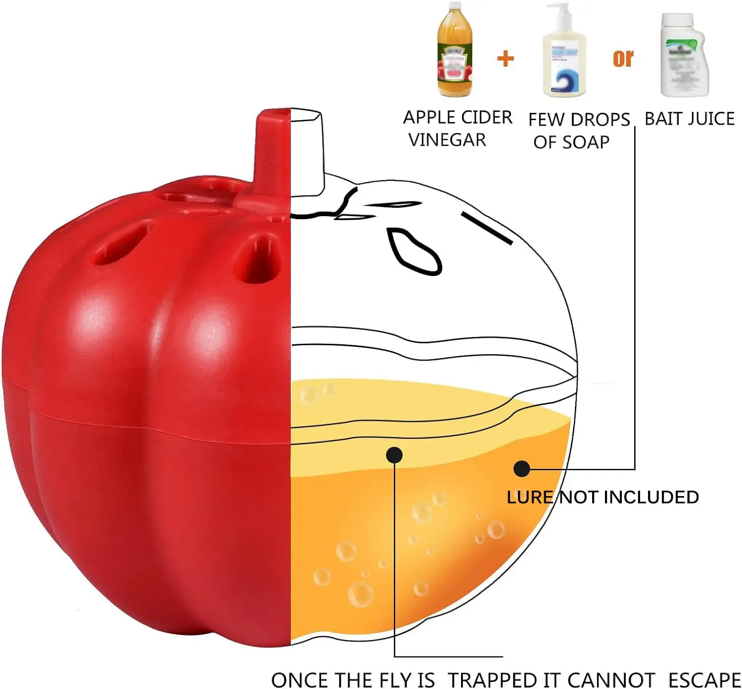 Description Picture 4 of itemReusable Fruit Fly Trap Food Type Indoor & Outdoor Fly Catcher Pest Control Orchard Insect Trap for Home Garden
