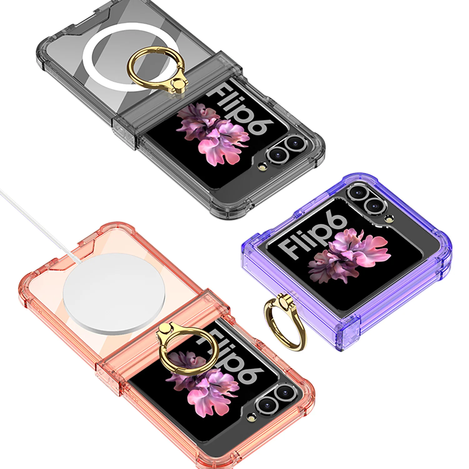 MagSafe Ring Folding Shockproof Transparent Case with Enhanced Corner Protection