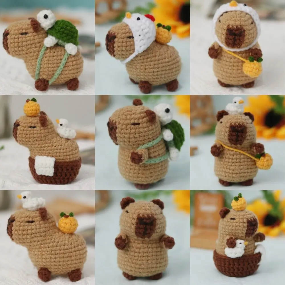 1PC Cute Beginner Crochet Stuffed Animal Kit Handmade with Crochet Hooks Capybara DIY Crochet Kit DIY Set Guinea Pig Yarn Set