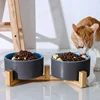 Ceramic Bowl Cat Dog Bowl Cat Food Bowl Cat Bowl Drinking Water Bowl Double Bowl Protection Cervical Spine Bowl Black Pet Bowl 4
