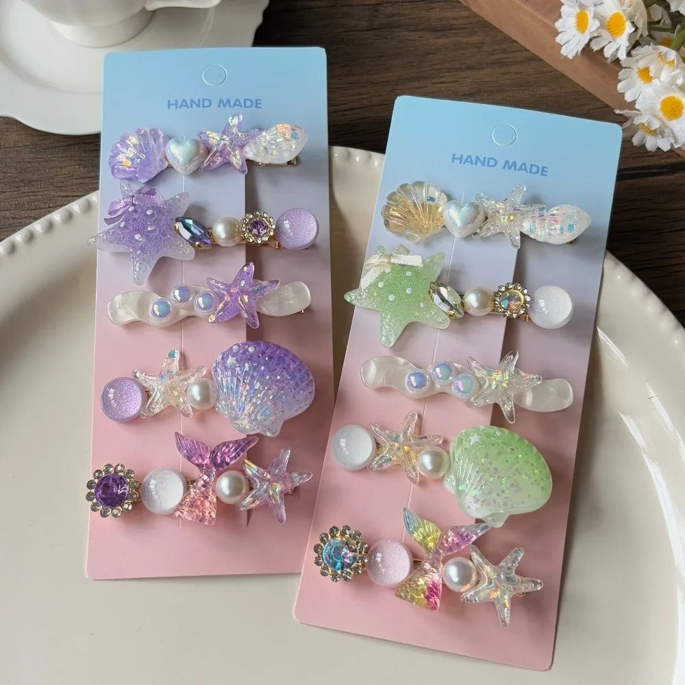 Resin Hair Clips for Girls Mermaid Seashell Starfish Hair Accessories