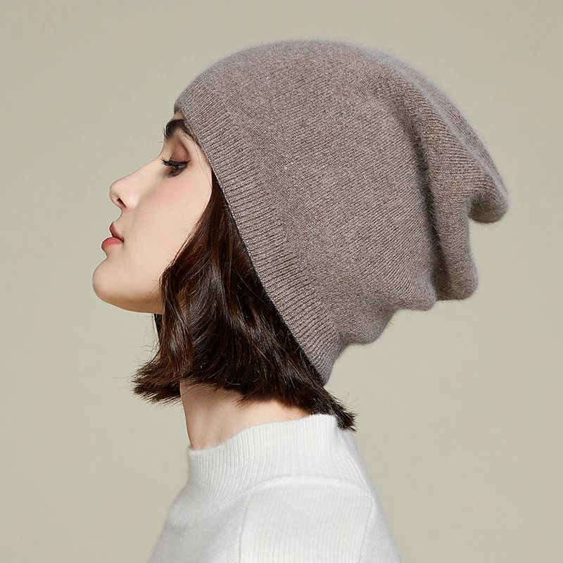 VISROVER 10 color unisex Autumn winter solid color rabbit cashmere beanies  New cashmere man woman Warm wool skullies 4