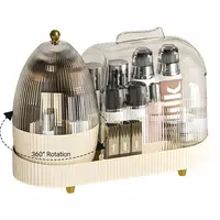 Rotating Clear Makeup Organizer with Lid,Large Capacity Cosmetic Display Case,Bathroom Countertop or Dresser 1