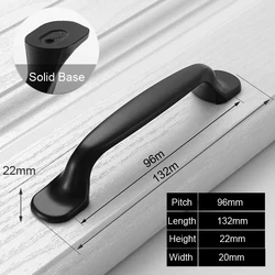 Sleek Black Aluminum Bedside Cabinet Pulls - Minimalist Furniture Hardware Handles (8507-96mm)