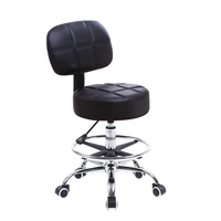 KKTONER Swivel Round Rolling Stool PU Leather with Adjustable Foot Rest Height Adjustable Task Work Drafting Chair with Back 1