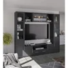 Entertainment Wall Unit, Multifunctional TV Stand with Tempered Glass Door, Up-Flip Door & Shelves, Large Console Storage 4
