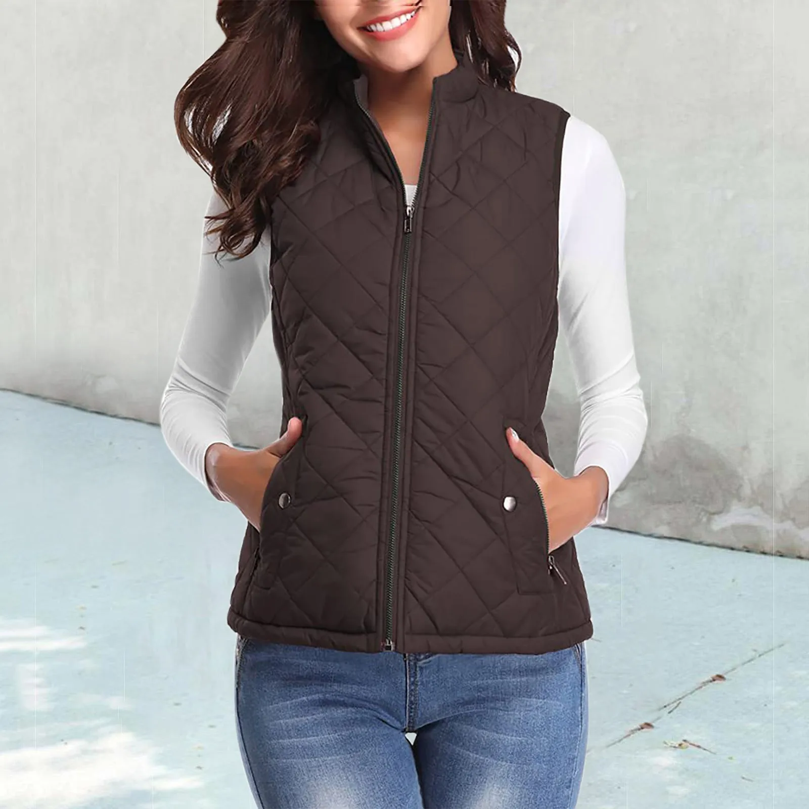 Women Vest Sleeveless Jacket Coat Casual Autumn Warm Cotton Down