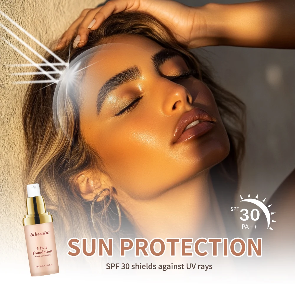4in1 Foundation Liquid Hydrating Full Coverage Concealer SPF30 Long-wearing Waterproof Even Skin Tone Foundation Face Cosmetics 4