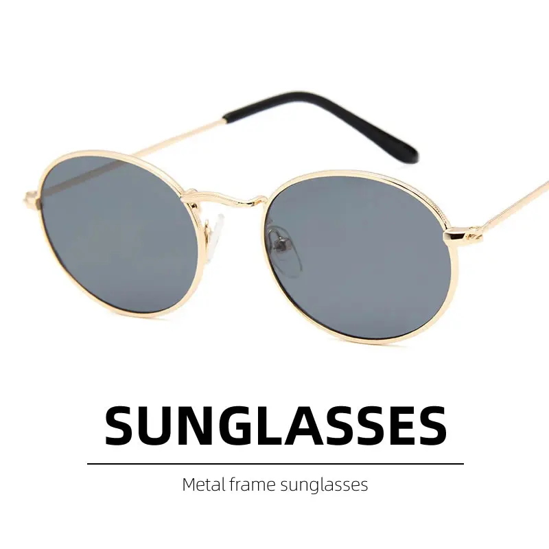 2022 retro Oval Sunglasses Women Vintage Brand Designer Metal frame female round Sun Glasses Ladies Lentes De Sol Mujer |
